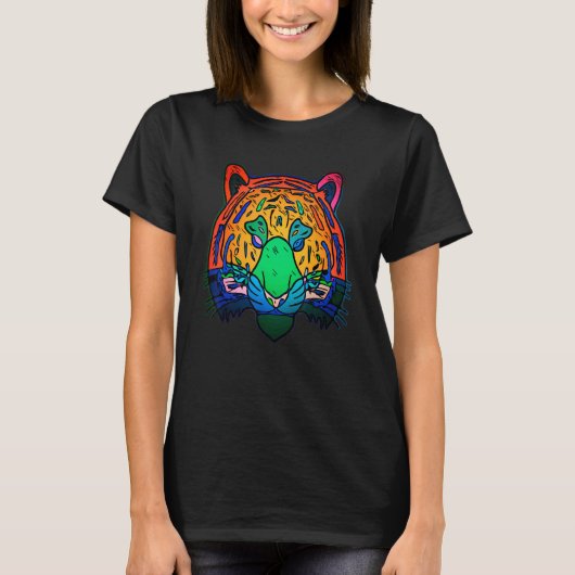 T-shirt Tiger face head big cats predator imprint with wil (Devant)