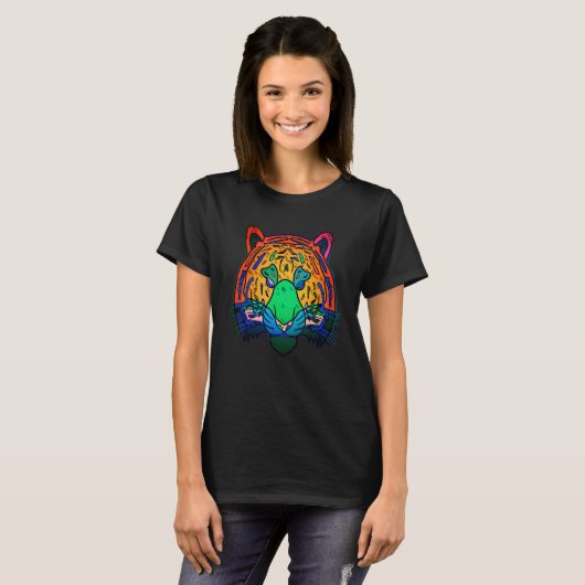 T-shirt Tiger face head big cats predator imprint with wil (Devant entier)