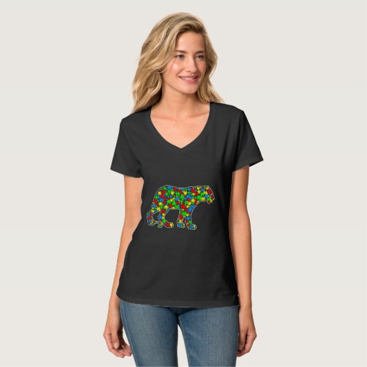 T-shirt Tiger Funny Puzzle Animaux Sensibilisation sur l'a (Devant entier)