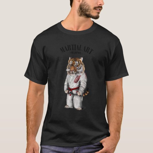 T-shirt Tiger Judo Karate Master En Judogi Blanc (Devant)