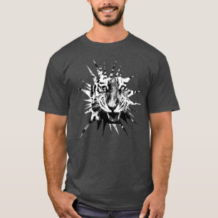 T-shirt Tiger Modèle Moderne Élégant Cuir à Charbon