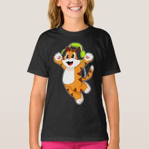 T-shirt Tiger musicien casque musique