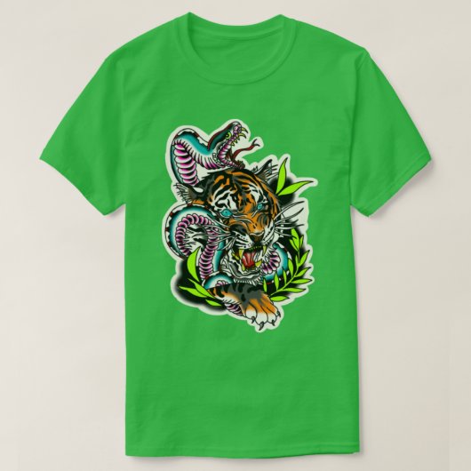T-shirt Tiger Neo tatouage traditionnel (Design devant)
