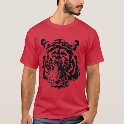 T-shirt Tiger Pop Art Rouge Noir (Devant)