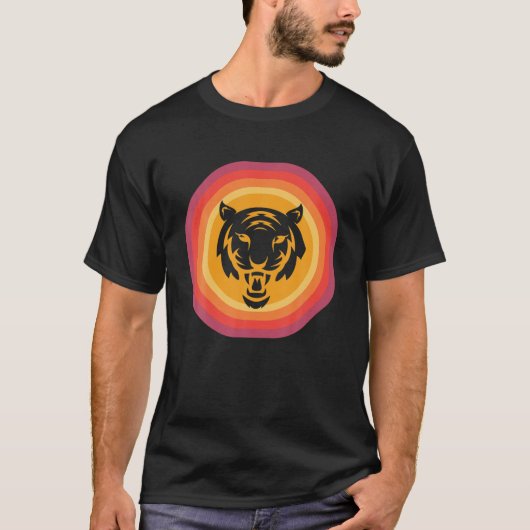 T-shirt Tiger Retro Sunset Wild Cat Roars (Devant)
