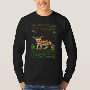 T-shirt Tiger Santa Chapeau Correspondant Laide Bengale Ti