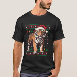 T-shirt Tiger Santa Hat Vilain Noël Fou Tiger