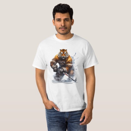 T-shirt Tiger sur l'aventure de hockey sur glace (Devant entier)
