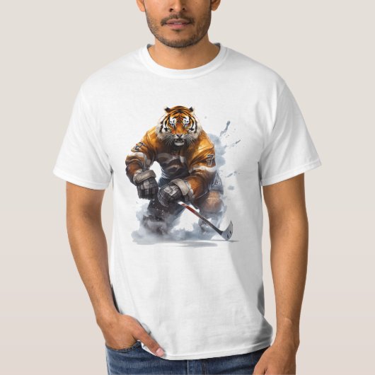 T-shirt Tiger sur l'aventure de hockey sur glace (Devant)