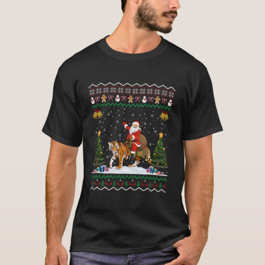 T-shirt Tiger Ugly Santa Riding Tiger (Devant)