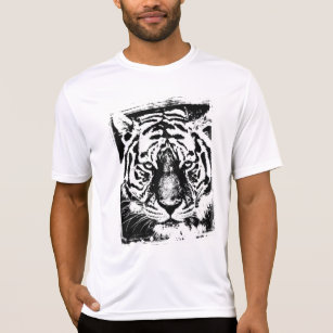 T-shirt Tiger Visage Mens Moderne Sport-Tek Concours Blanc