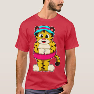 T-shirt Tigre à la natation avec anneau de natation Casque