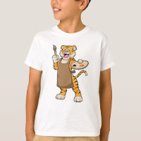 Tigre à la peinture avec peinture et pinceau