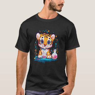 T-shirt Tigre Adorable Avec Des Béchers De Science Colorés