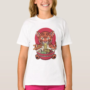 T-shirt Tigre adorable mangeant du Ramen