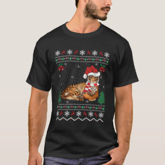 T-shirt Tigre amateur de chapeau de Père Noël drôle Cadeau