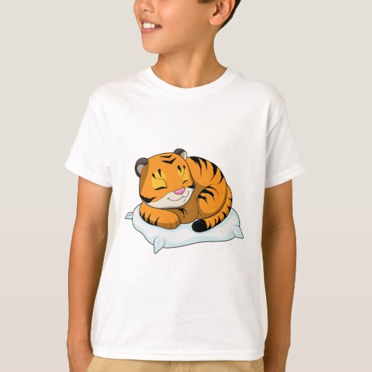 T-shirt Tigre au coucher avec Coussin (Devant)