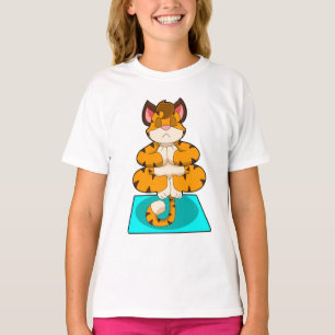 T-shirt Tigre au Yoga sur tapis de Yoga