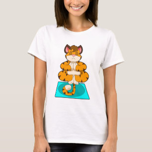 T-shirt Tigre au Yoga sur tapis de Yoga