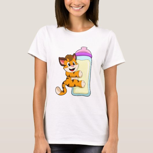 T-shirt Tigre avec Bébé bouteille de lait (Devant)