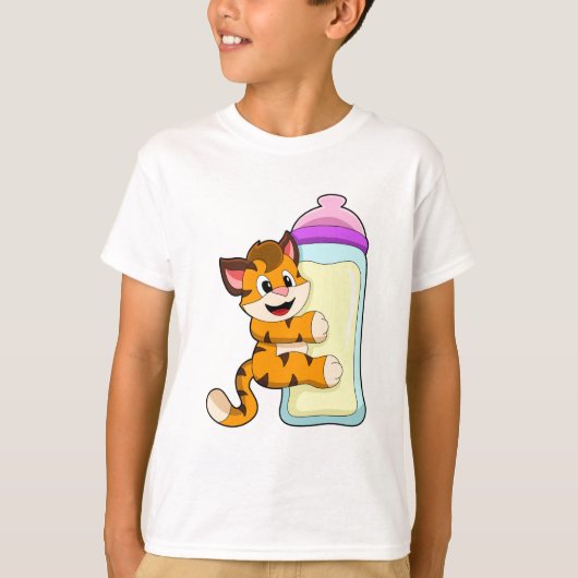 T-shirt Tigre avec Bébé bouteille de lait (Devant)