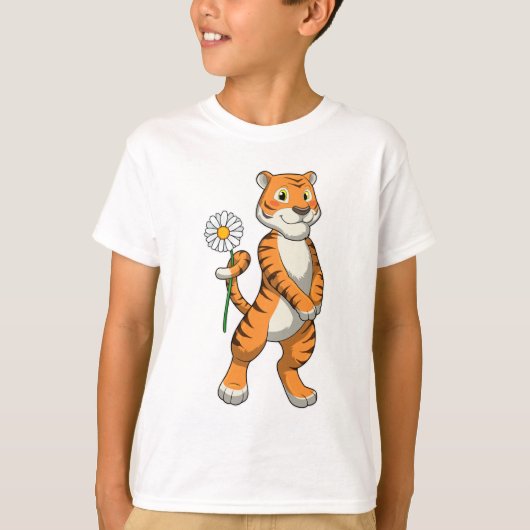 T-shirt Tigre avec Daisy Flower (Devant)
