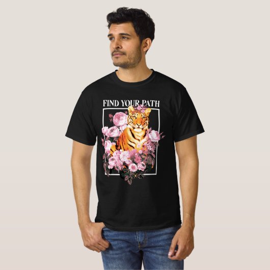 T-shirt Tigre Avec Fleurs (Devant entier)
