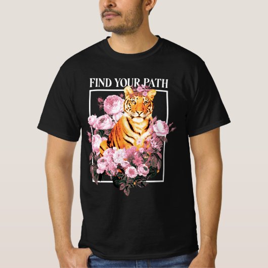 T-shirt Tigre Avec Fleurs (Devant)