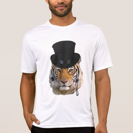 T-shirt Tigre avec le casquette supérieur et le monocle (Devant)