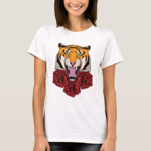 T-shirt Tigre avec Rose