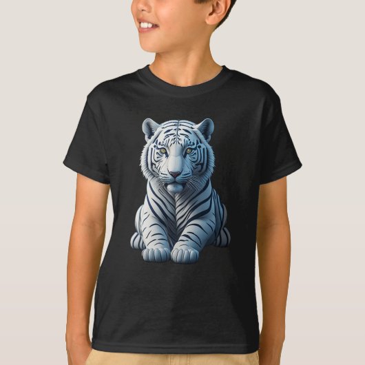 T-shirt Tigre blanc mignon avec rayures noires (Devant)