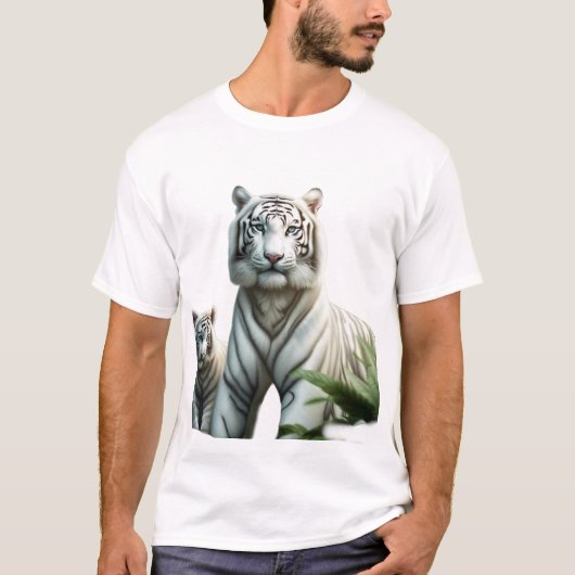 T-shirt Tigre blanc royal. (Devant)