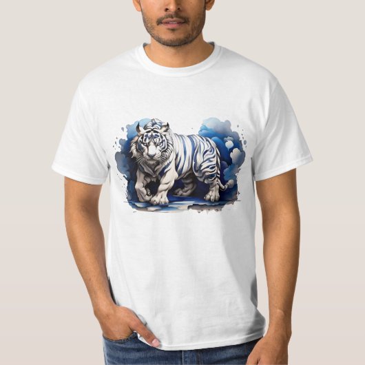 T-shirt Tigre Bleu sur les nuages Design Stalking  (Devant)