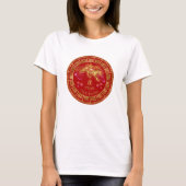 T-shirt Tigre chinois Zodiac Rouge/Or ID542 (Devant)