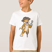 T-shirt Tigre comme pirate avec jambe en bois et main croc (Devant)