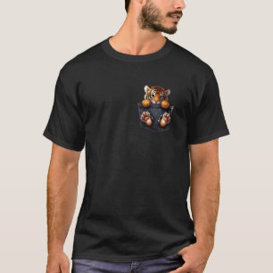 T-shirt Tigre dans le bébé tigre poche qui regarde Mignon