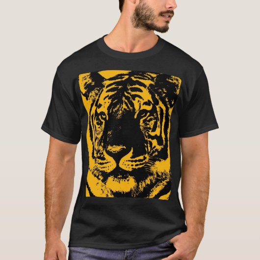 T-shirt Tigre d'art Pop Jaune Noir (Devant)