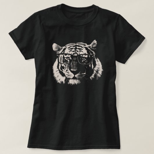 T-shirt Tigre de hippie avec des verres (Design devant)
