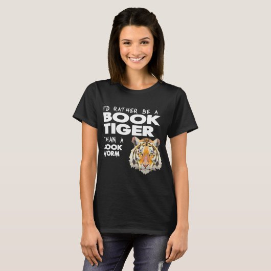 T-shirt Tigre de livre = amoureux des livres - ver de (Devant entier)