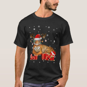 T-shirt Tigre de Noël drôle Père Noël Reindeer Tiger Lover