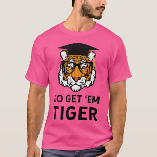 T-shirt Tigre drôle avec lunettes et capuchon de graduatio