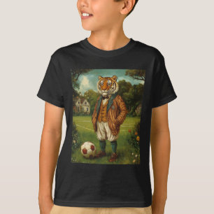 T-shirt Tigre drôle jouant au football Graphique Tigre biz