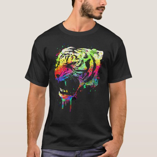 T-shirt Tigre éclaboussé de couleur (Devant)