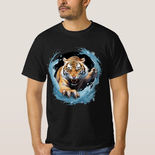 T-shirt Tigre en bleu (Devant)