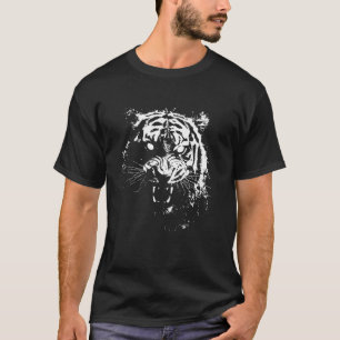 T-shirt Tigre en colère Grunge Gros Chats Animal Noir