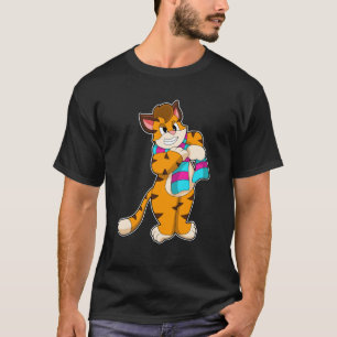 T-shirt Tigre en hiver avec Écharpe