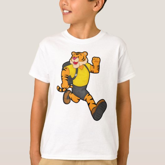 T-shirt Tigre en marche avec sac à dos (Devant)