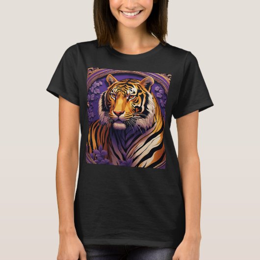 T-shirt Tigre en violet (Devant)