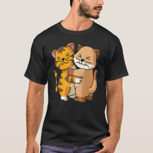 T-shirt Tigre et chat mignons animaux de zoo s'étreignant
