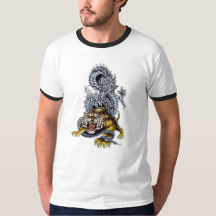 T-shirt Tigre et combat de dragon